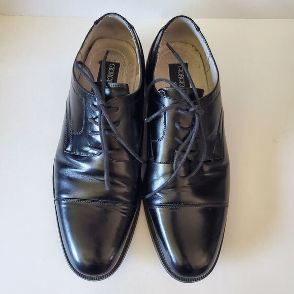 GIORGIO VENTURI‎ Black Men's Leather Cap Toe Oxford Shoes SZ 9 M Dress Payless - Picture 3 of 16